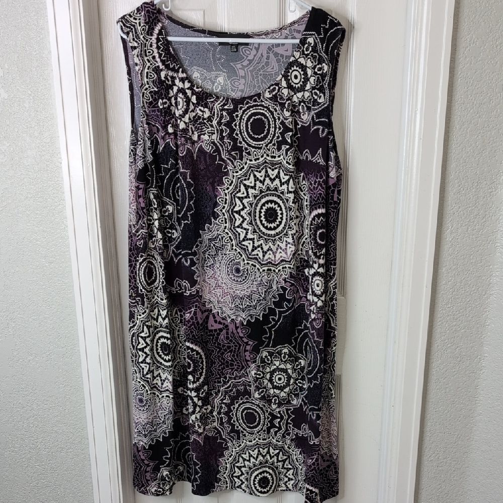 R&M Richards Black and White Mandala Tank Top Dress